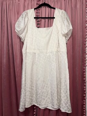 Modcloth Ivory Dot-Textured Square-Neck Mini Dress